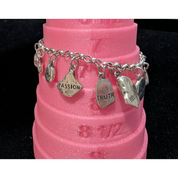 Sterling Silver Charm Bracelet 16 Inspirational Charms Lobster Clasp Size 7 - Picture 12 of 16